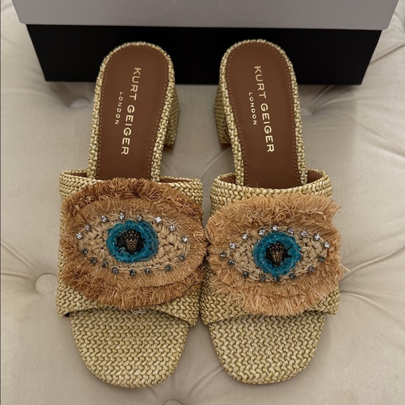 Kurt Geiger NWT Olive & Beige Block Heel Women’s Occasion Shoes Size 8 - Picture 3 of 14